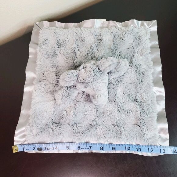 Cloud Island Gray Swirl Rosette Elephant Plush Lovey Security Blanket Satin - Picture 4 of 12